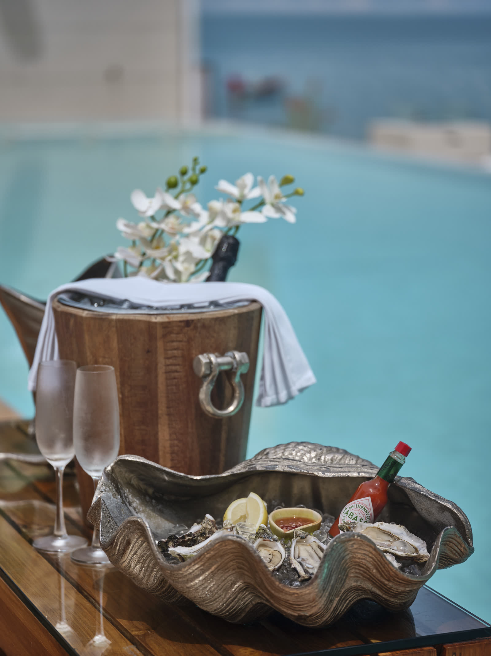 Champagne by the pool