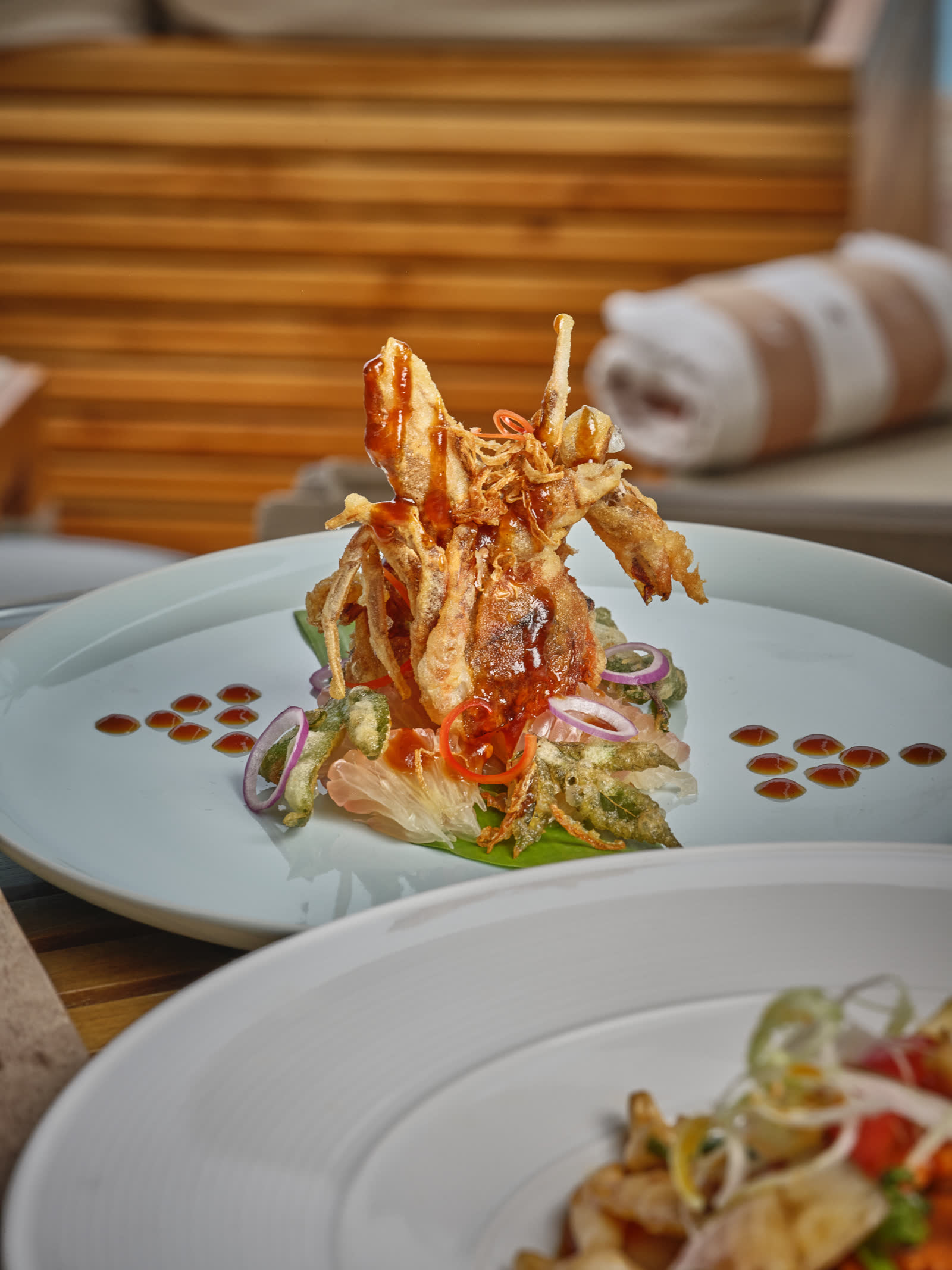 Soft-shell crab, plated