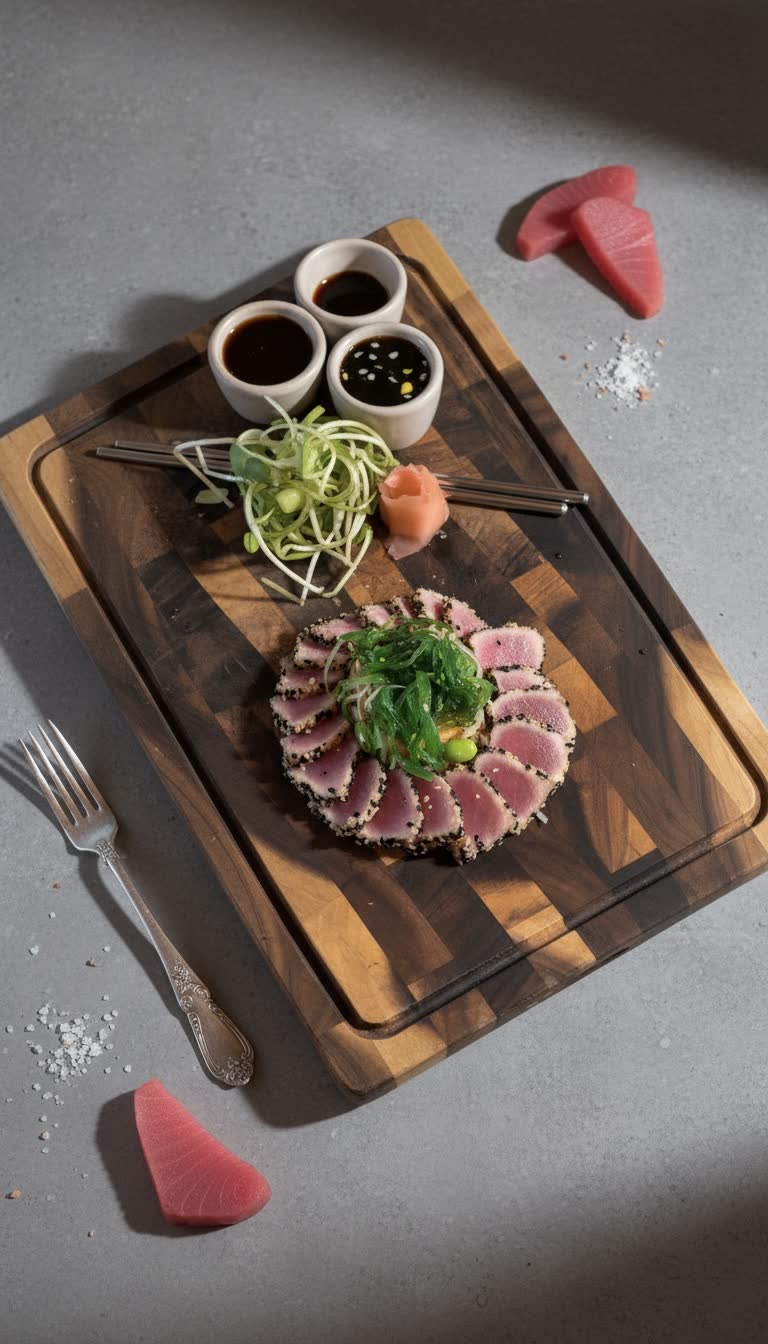 Tuna tataki on the board